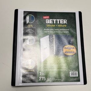 un-used staples binder, white, 3 rings